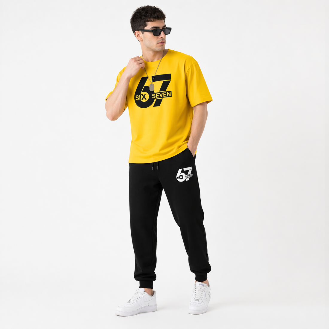 Yellow Printed Tracksuit For Mens