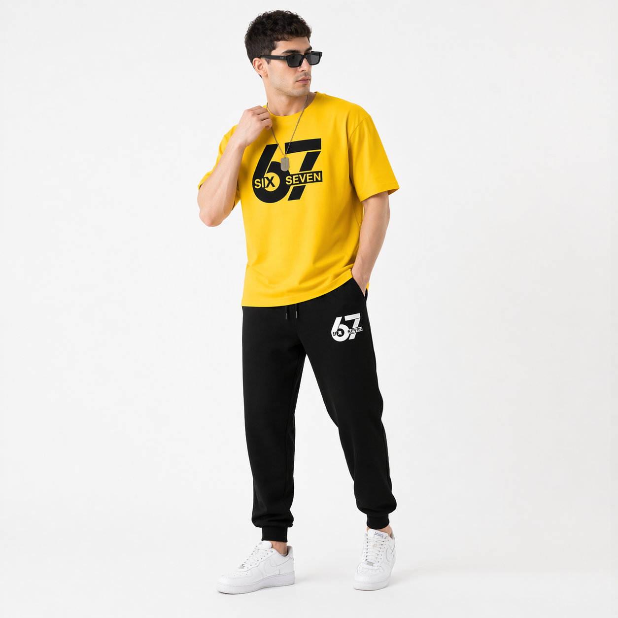 Yellow Printed Tracksuit For Mens