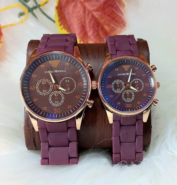 Stainless Steel Quartz Couple Watches - 2 Pcs Unisex Analogue Timepieces